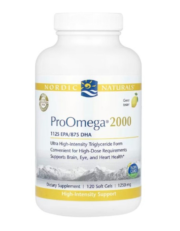 Nordic Naturals, ProOmega® 2000, Lemon, 1,250 mg, 120 Soft Gels (625 mg per Soft Gel)