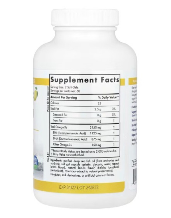 Nordic Naturals, ProOmega® 2000, Lemon, 1,250 mg, 120 Soft Gels (625 mg per Soft Gel)