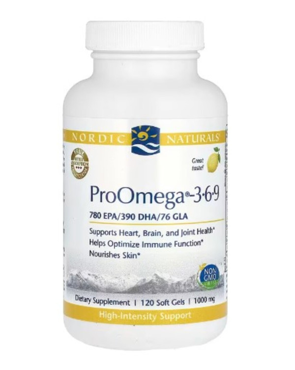 Nordic Naturals, ProOmega 3-6-9, Lemon, 1,000 mg, 120 Soft Gels (500 mg per Capsule)
