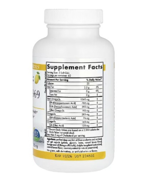Nordic Naturals, ProOmega 3-6-9, Lemon, 1,000 mg, 120 Soft Gels (500 mg per Capsule)