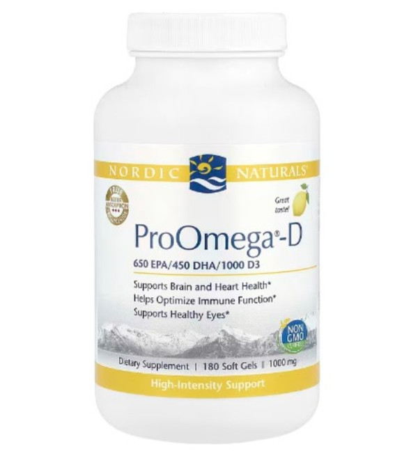 Nordic Naturals, ProOmega-D, Lemon, 1,000 mg, 180 Soft Gels (500 mg per Soft Gel )