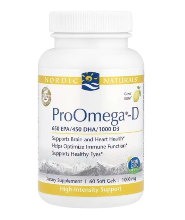 Nordic Naturals, ProOmega-D, Lemon, 1,000 mg, 60 Soft Gels