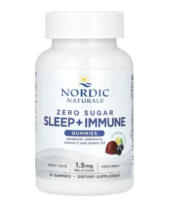 Nordic Naturals, Sleep + Immune Gummies, Zero Sugar, Elderberry Lemon, 30 Gummies