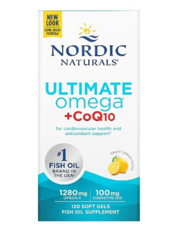Nordic Naturals, Ultimate Omega + CoQ10, Lemon, 1,280 mg, 120 Soft Gels (640 mg per Soft Gel)