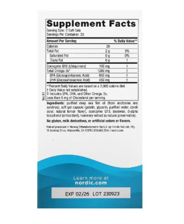 Nordic Naturals, Ultimate Omega + CoQ10, Lemon, 60 Soft Gels