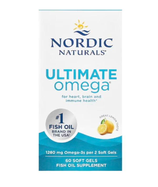 Nordic Naturals, Ultimate Omega, Lemon, 1,280 mg, 60 Soft Gels (640 mg per Soft Gel)