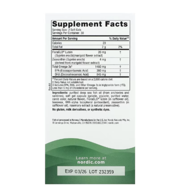 Nordic Naturals, Vision Support, Omega Blend, 1,460 mg, 60 Soft Gels (730 mg per Soft Gel)