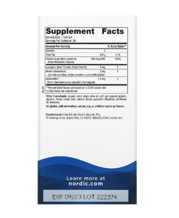 Nordic Naturals, Vitamin A + Carotenoids, 30 Softgels