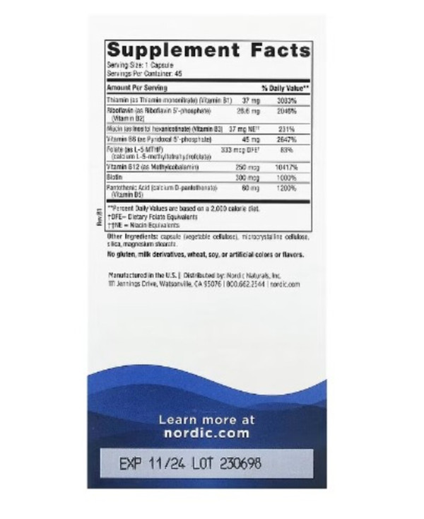 Nordic Naturals, Vitamin B Complex, 45 Capsules