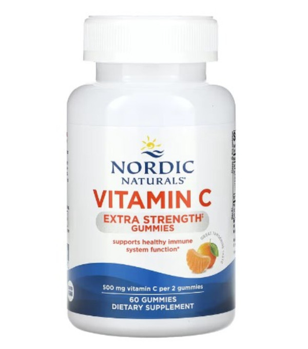 Nordic Naturals, Vitamin C, Extra Strength, Great Tangerine, 500 mg , 60 Gummies (250 mg per Gummy)