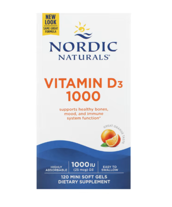 Nordic Naturals, Vitamin D3 1000, Orange, 25 mcg (1,000 IU), 120 Mini Soft Gels