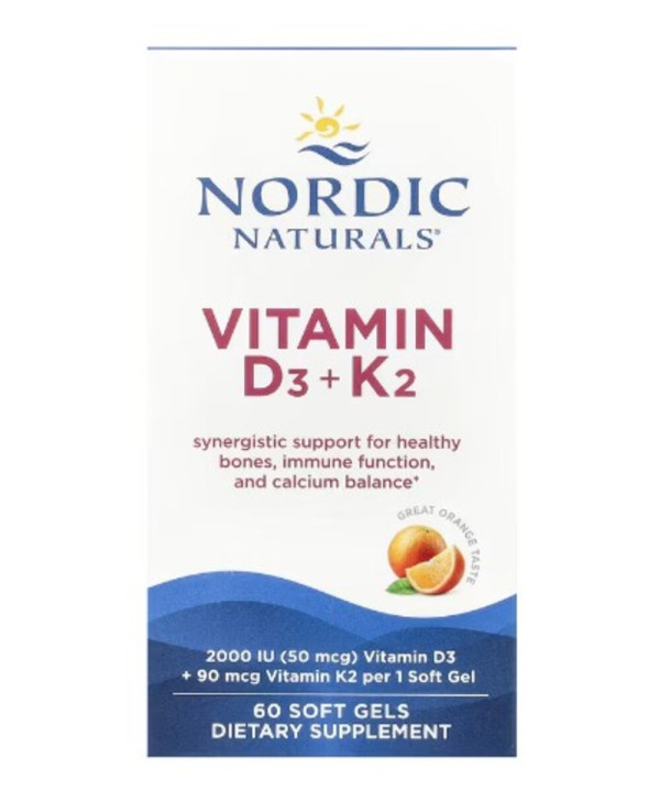 Nordic Naturals, Vitamin D3 + K2, Great Orange, 60 Soft Gels