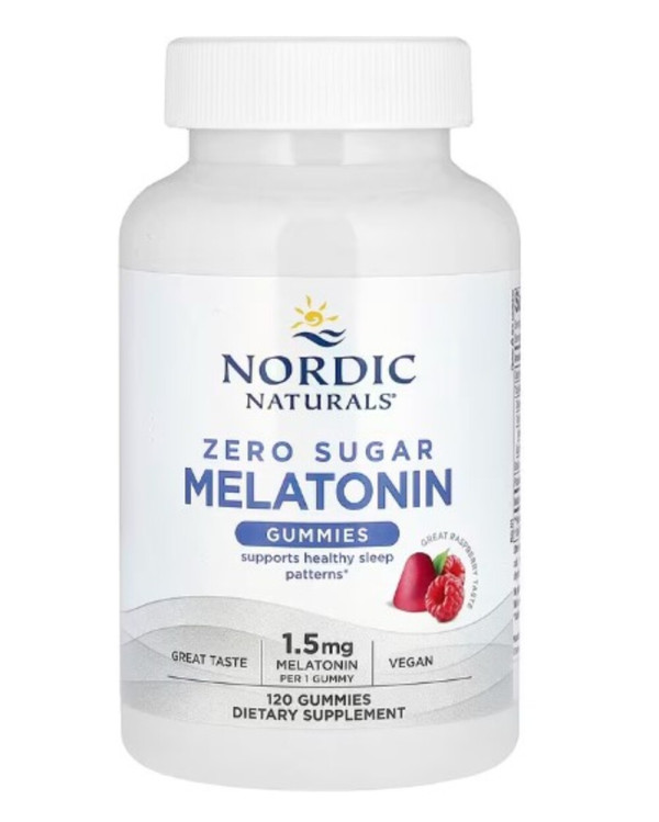 Nordic Naturals, Zero Sugar Melatonin Gummies, Raspberry, 1.5 mg, 120 Gummies