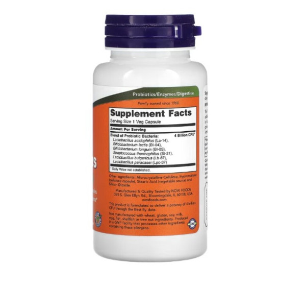 NOW Foods, 4x6 Acidophilus, 120 Veg Capsules