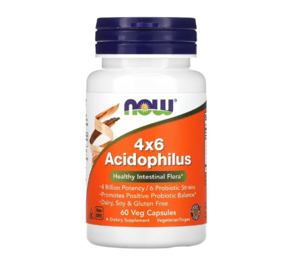 Now Foods, 4x6 Acidophilus, 60 Capsules