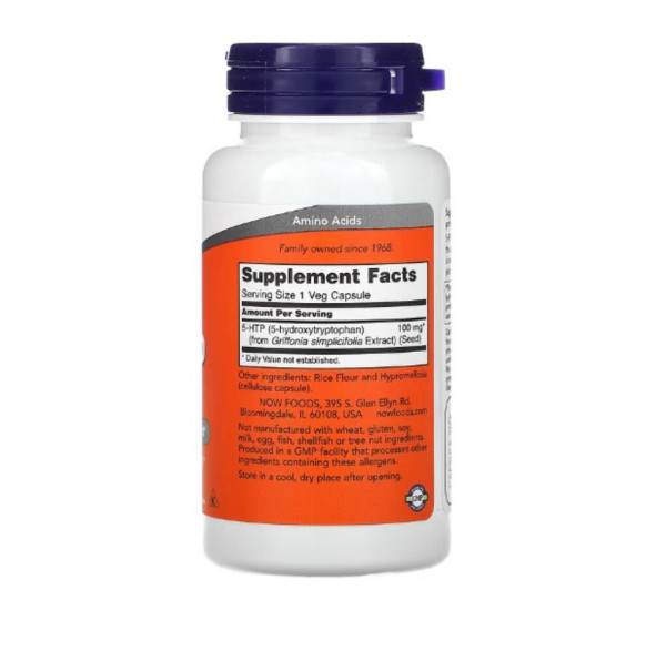 NOW Foods, 5-HTP, 100 mg, 60 Veg Capsules