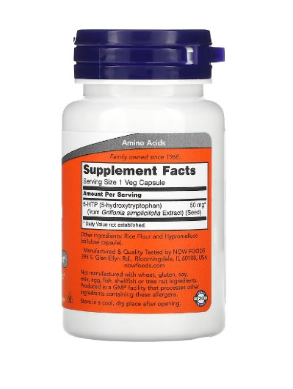 NOW Foods, 5-HTP, 50 mg, 30 Veg Capsules