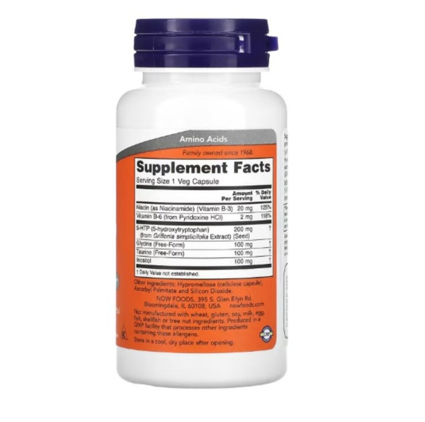 NOW Foods, 5-HTP, Double Strength, 200 mg, 60 Veg Capsules