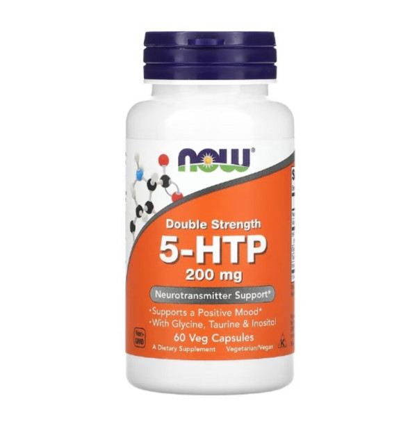 NOW Foods, 5-HTP, Double Strength, 200 mg, 60 Veg Capsules