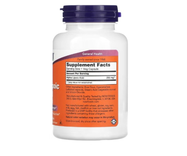 Now Foods, Alpha Lipoic Acid, 250 mg, 120 Vcaps