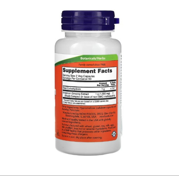 Now Foods, American Ginseng, 500 mg, 100 veg Capsules