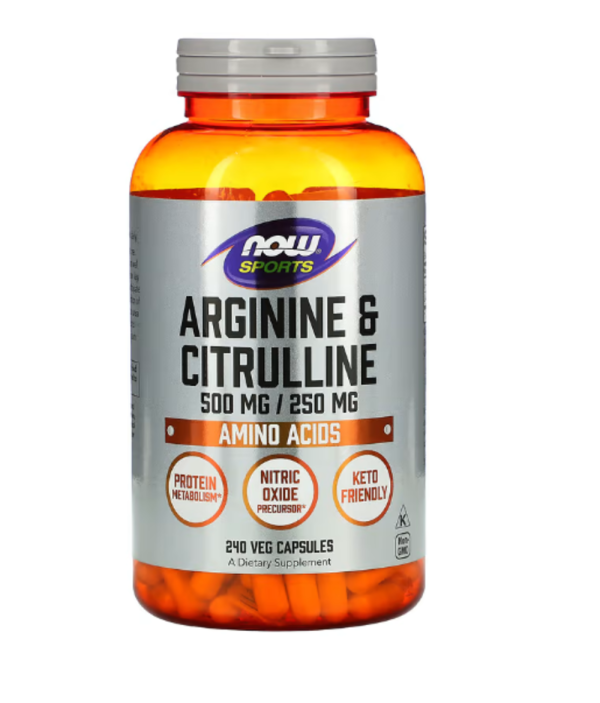 Now Foods, Arginine & Citrulline, 500/250 mg, 240 Veg Capsules