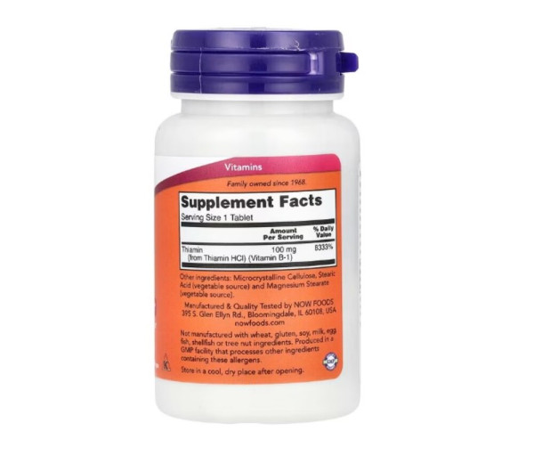 Now Foods, B-1, 100 mg, 100 Tablets