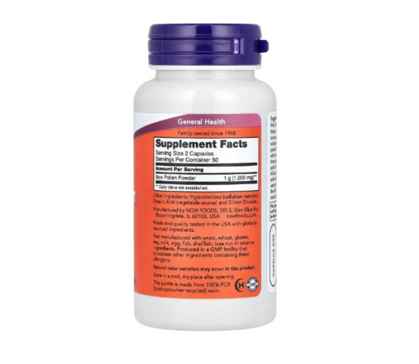 NOW Foods, Bee Pollen Caps, 500 mg, 100 Capsules