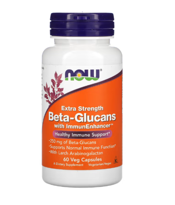 NOW Foods, Beta-Glucans, with ImmunEnhancer, Extra Strength, 250 mg, 60 Veg Capsules