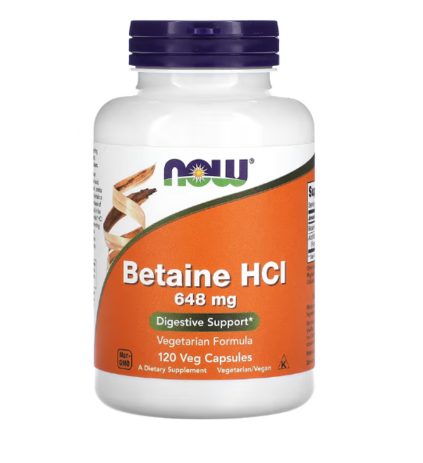 NOW Foods, Betaine HCl, 648 mg, 120 Veg Capsules