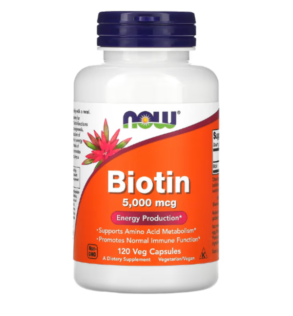 NOW Foods, Biotin, 5,000 mcg, 120 Veg Capsules