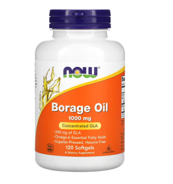 NOW Foods, Borage Oil, Concentration GLA , 1,000 mg, 120 Softgels