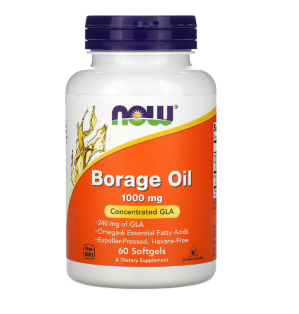NOW Foods, Borage Oil, Concentration GLA, 1,000 mg, 60 Softgels