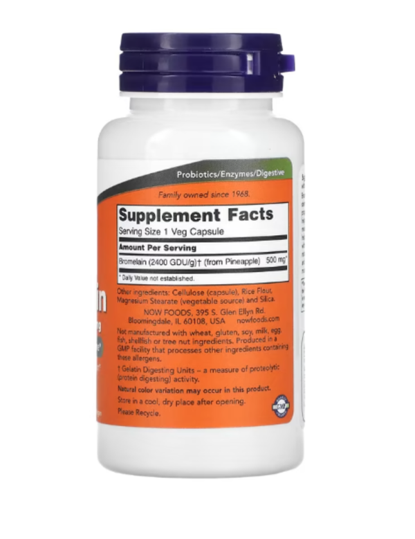 NOW Foods, Bromelain, 500 mg, 60 Veg Capsules