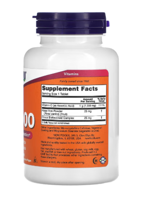 NOW Foods, C-1000, With Rose Hips and Bioflavonoids, 100 Tablets