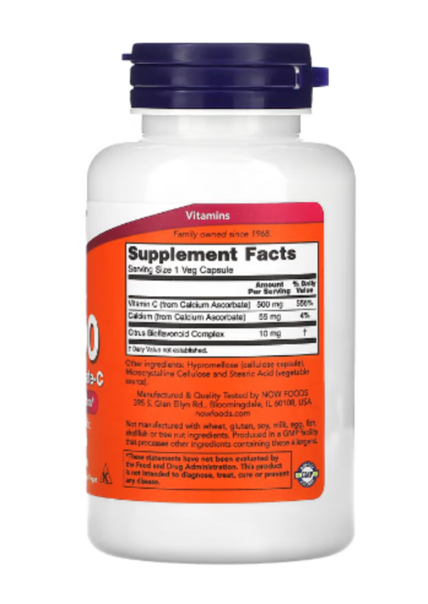 NOW Foods, C-500, Calcium Ascorbate-C, 100 Veg Capsules