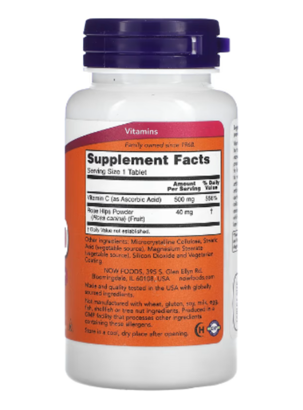 NOW Foods, C-500 with Rose Hips, 100 Tablets