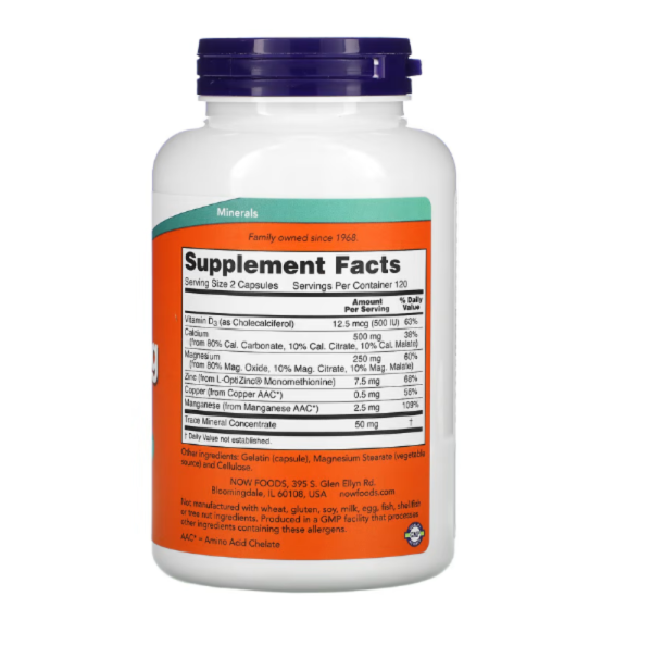 NOW Foods, Cal-Mag Caps with Trace Minerals and Vitamin D, 240 Capsules