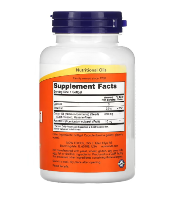 NOW Foods, Castor Oil, 650 mg, 120 Softgels