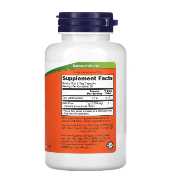 NOW Foods, Cat's Claw, 500 mg, 100 Veg Capsules