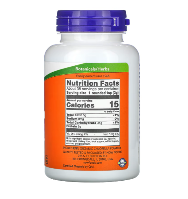 NOW Foods, Certified Organic Chlorella, Pure Powder, 4 oz (113 g)