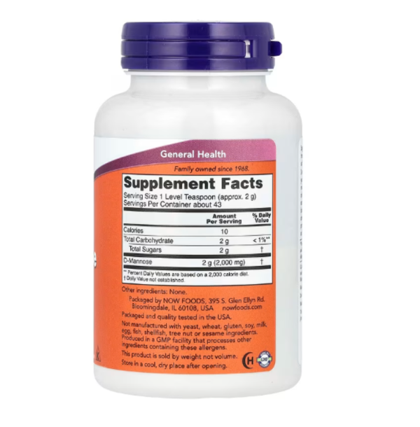 NOW Foods, Certified Organic D-Mannose Pure Powder, 3 oz (85 g)