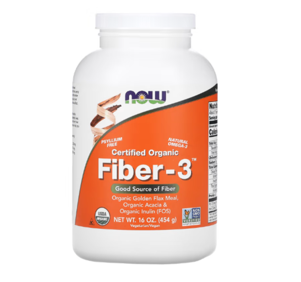 NOW Foods, Certified Organic, Fiber-3, Powder, 16 oz (454 g)