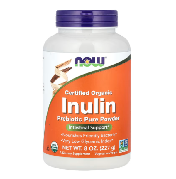 NOW Foods, Certified Organic Inulin, Prebiotic Pure Powder, 8 oz (227 g)