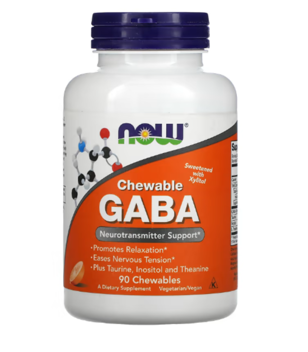 Now Foods, Chewable GABA, Natural Orange Flavor, 90 Chewables