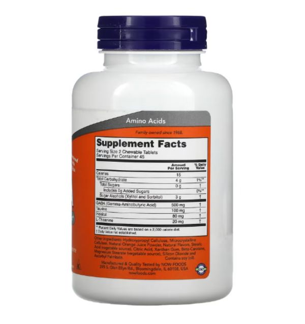 Now Foods, Chewable GABA, Natural Orange Flavor, 90 Chewables