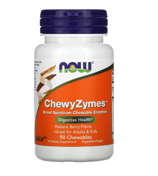NOW Foods, ChewyZymes, Natural Berry Flavor, 90 Chewables