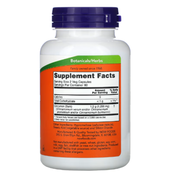 NOW Foods, Cinnamon Bark, 600 mg, 120 Veg Capsules