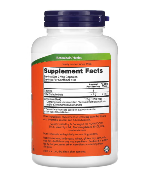 NOW Foods, Cinnamon Bark, 600 mg, 240 Veg Capsules