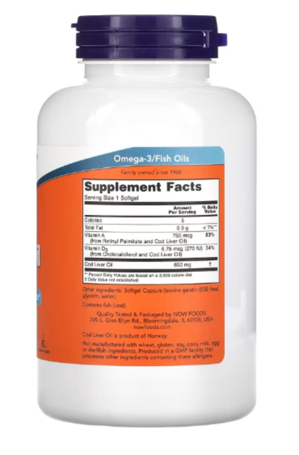 NOW Foods, Cod Liver Oil, 650 mg, 250 Softgels